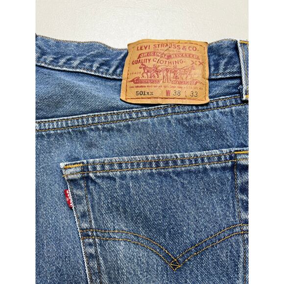 Levi's  501XX Blue Denim Jeans Mens 38x33 (Fits 34x30)  Made in USA Vintage 90s - Picture 10 of 15